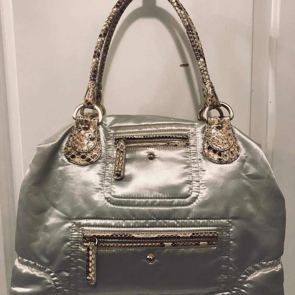 Tods top Handle fabric & lather handbag purse authentic new designer python look